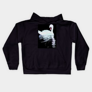 White swans on black Kids Hoodie